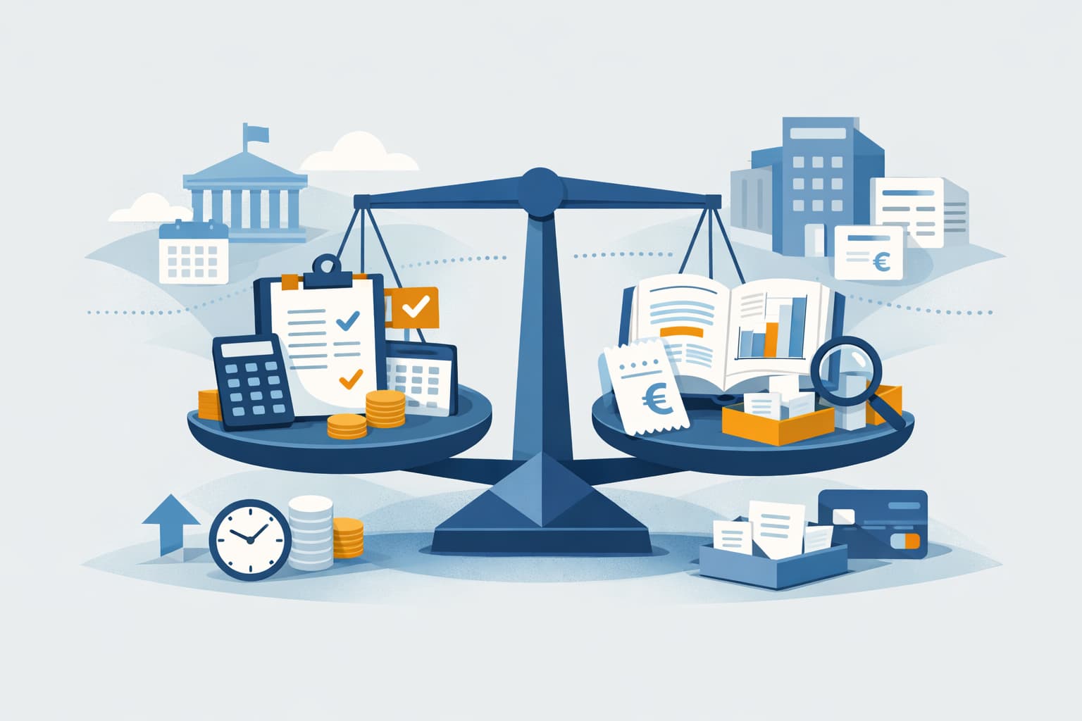 Illustration zum Artikel: Steuersoftware oder Buchhaltungssoftware? Lexware Office, sevdesk, Accountable, WISO Steuer und Mein ELSTER im Vergleich